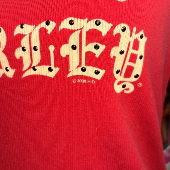 2008 Harley Davidson I Heart My Harley Tank Top Red Rhinestones Trashy Y2k Biker - Picture 4 of 8